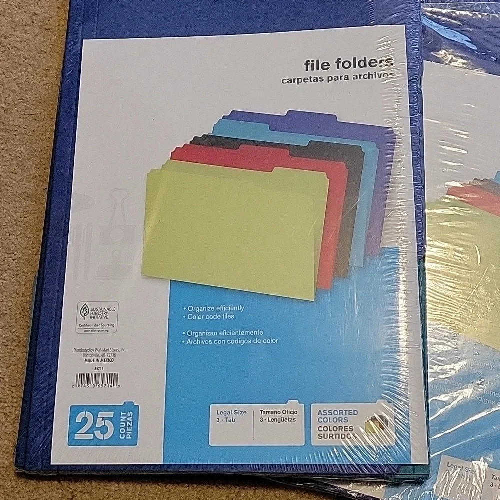 Legal File Folders New Set of 44 Black Blue Teal Red Green